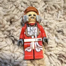 LEGO Minifigure - Red Pilot/Space Figure w/ Helmet, Plastic Character