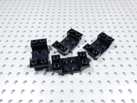 LEGO Lot of 4 Black 2x4 Double Inverted Slope Wedge Bricks BF