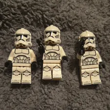 LEGO Star Wars Clone Trooper Minifigure Lot of 3 White Armor with Blasters