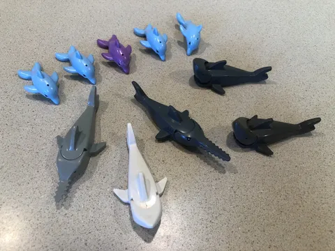 Lego Minifigure shark and dolphin lot of ten (10)