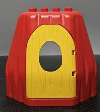 Vintage Duplo Red Cave Yellow Door Caveman Dinosaur Replacement Part 9194