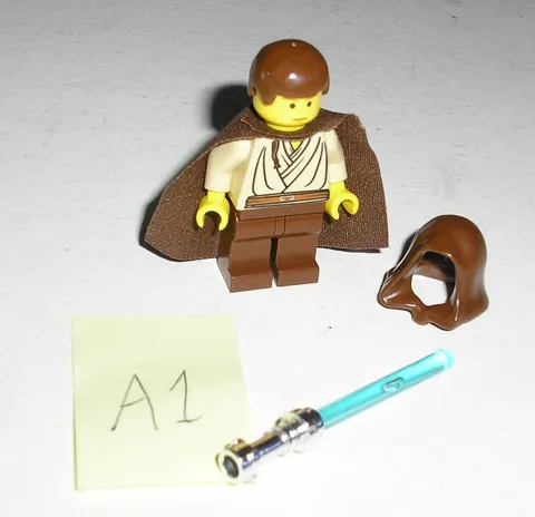 Lego Star Wars OBI-WAN KENOBI (Young, Padawan Braid Pattern) Minifigure 7203 *A1