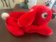 Vintage 1984 Lego Duplo Red Plush Bunny Rabbit Zipper Storage Bag with Keychain