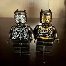 LEGO Minifigure Lot Black Panther (metallic blue suit) and Killmonger from 76099