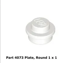 LEGO White 1x1 Round Plate (4073) - 100 New Pieces - Building Bricks