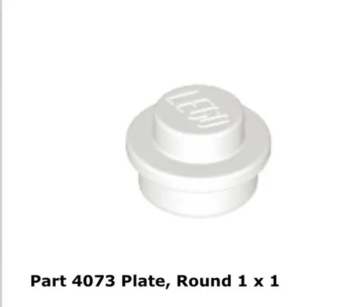 LEGO White 1x1 Round Plate (4073) - 100 New Pieces - Building Bricks