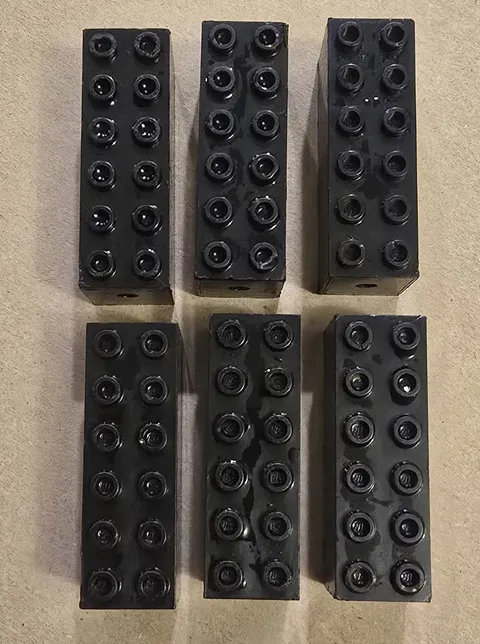LEGO Lot of 2 Pieces - 2x6 Inch Black Weighted Dimpled End Blocks