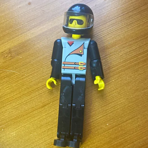 LEGO Technic Minifigure Black and Grey Outfit with Black Helmet and Visor