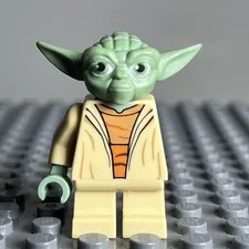 Lego Yoda Minifigure Star Wars Clone 75002 white hair back print sw0446 - 1L