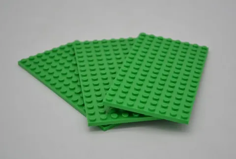 Lot of 3 LEGO Bright Green 16 x 8 Base Plates 5" by 2.5"
