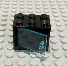 LEGO Black 2x3x2 Container Cupboard Dresser With Trans Light Blue Door