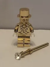 (1) Lego Minifigure Custom Mr. Gold Chrome Second Market Produced READ
