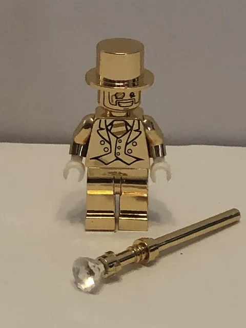 (1) Lego Minifigure Custom Mr. Gold Chrome Second Market Produced READ