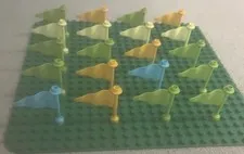 Lego Duplo Lot Of (20) Flag / Banner Pieces Green Blue Yellow