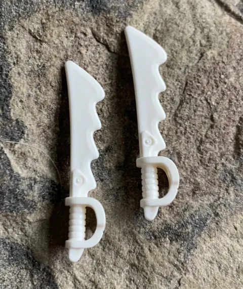LEGO #23984 Weapon White Sword Cutlass Serrated with Skull Hand Guard