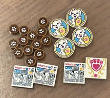 LEGO Friends Lot of 21 Dog/Puppy/Paw Print Printed Tiles 1x1, 2x2