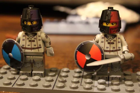 Lego  Custom Red And Blue Viking  Mini Figure
