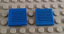 LEGO Lot of 2 Blue 2x2 Tiles with Black Vent Sticker Pattern from 3181
