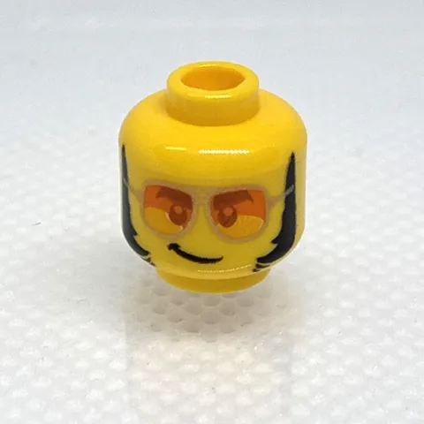 LEGO Parts - Yellow Minifigure, Head Male, Sideburns Glasses No3626pb2540 QTY 1