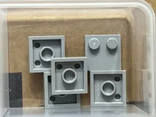 LEGO Parts - Light Bluish Gray Tile 2 x 2 with Studs on Edge - No 33909 - QTY 5