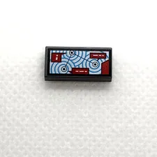 LEGO Parts - Dark Bluish Gray 1x2 Tile, Map With Circles - No 3069pb0648 - QTY 1