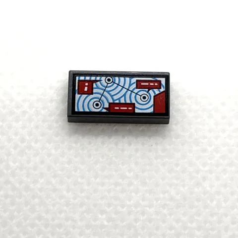 LEGO Parts - Dark Bluish Gray 1x2 Tile, Map With Circles - No 3069pb0648 - QTY 1