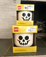 LEGO Storage Head Skull Containers Halloween Edition Small & Large White/Black