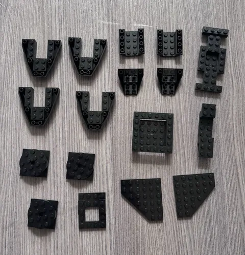 LEGO Vintage Black Boat Hull Vehicle Parts Lot 17 Pieces Wedge Plates Turntables