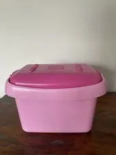 Vintage Pink Lego Storage Brick Bucket Cube Case Container Good Condition