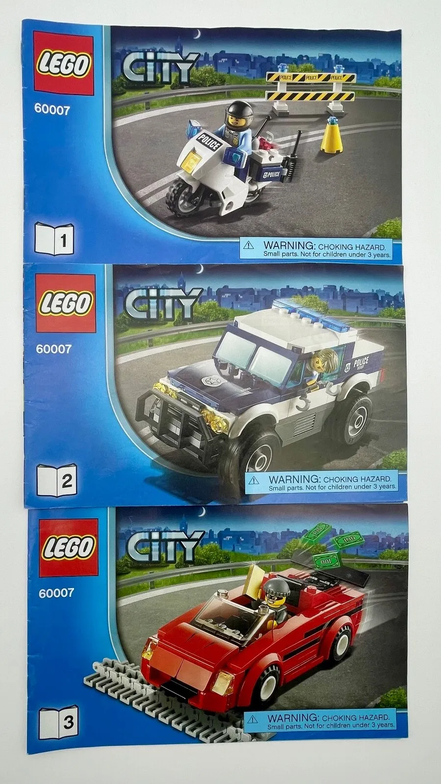 LEGO City 60007 Police High Speed Chase Manuals Only 1,2,3