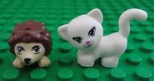 Genuine LEGO Mini Figure Pet Hedgehog & Cat NEW