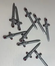 LEGO SILVEF RED JEWEL ENCRUSTED SWORD PIECE WEAPON ACCESSORY
