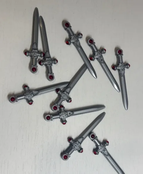 LEGO SILVEF RED JEWEL ENCRUSTED SWORD PIECE WEAPON ACCESSORY