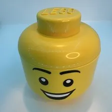 Small LEGO Boy Storage Head Container Yellow Toy Box Organiser 8cmX9cm