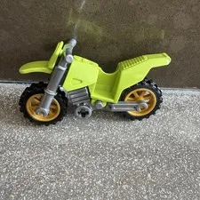 LEGO Lime Green Dirt Bike Motorcycle Silver Frame Gold Rims Motorbike