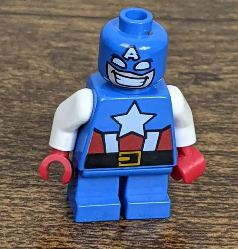 LEGO Captain America Minifigure Blue Suit White Star Red Gloves Collectible Toy