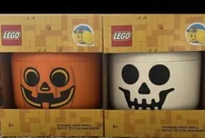 Lego Storage Head Small Skeleton AND Pumpkin Halloween