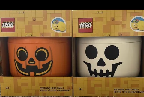 Lego Storage Head Small Skeleton AND Pumpkin Halloween