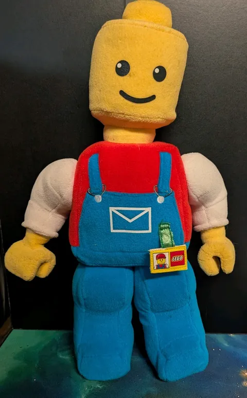 Lego Mini Figure Yellow Head Yellow Hands Red Shirt Blue Pants  Plush Doll 12"