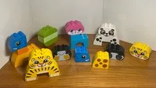 LEGO DUPLO Painted Blocks Parts Faces Animal Heads Body  Lot