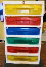 LEGO Iris 6 Bin White Storage Container Tower Multicolor Bins Vintage 2010