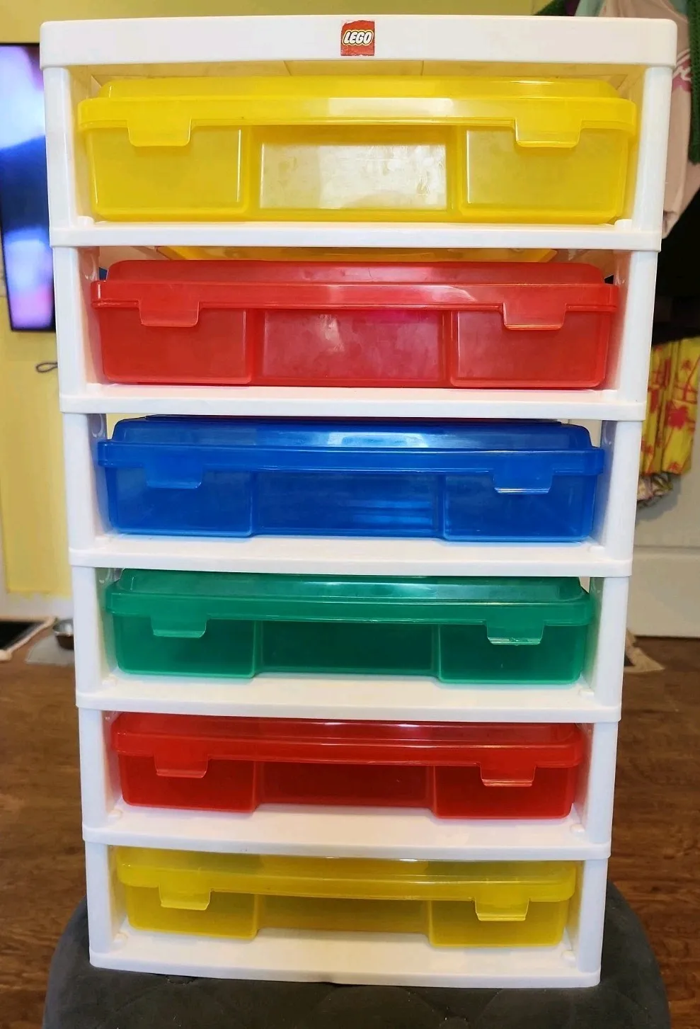 LEGO Iris 6 Bin White Storage Container Tower Multicolor Bins Vintage 2010