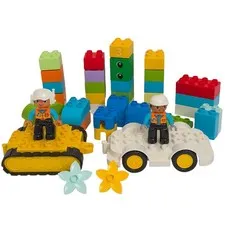 Lego Duplo Cars, Construction Worker Figures, and Building Blocks Lot Set