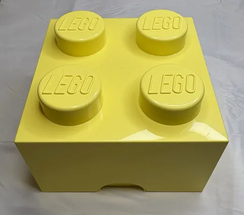 Lego Storage Case Brick Cube Yellow  Stackable 4 Stud Box