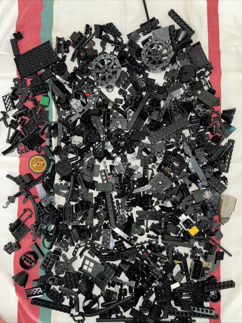 Lego  2 Pounds Random Pieces Plates Building Blocks Bulk Lot BLACK