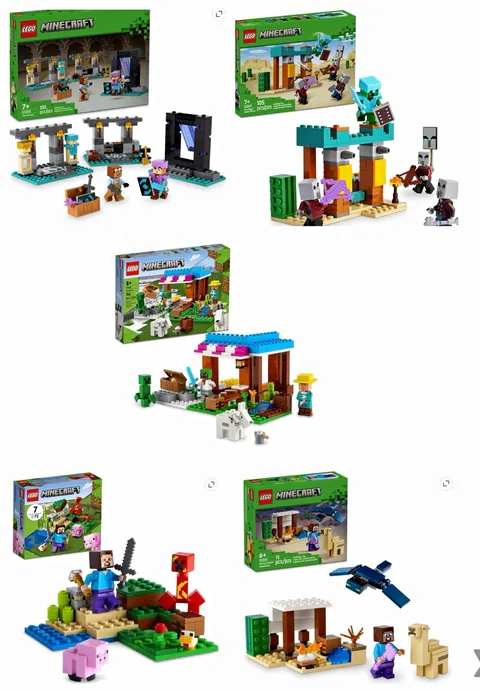 LEGO Minecraft Retired Set Lot - 21267, 21177, 21184, 21252, 21251
