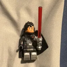 LEGO Minifigure Black Outfit with Cape & Red Lightsaber Plastic Figure