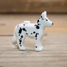 LEGO White Dog Alsatian German Shepherd Black Eyes Nose Spots 92586pb03