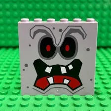 Lego Panel 1x6x5 w/ Black Eyes Red Pupils (Super Mario Whomp Face) : 59349pb070