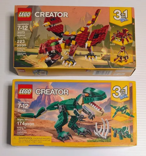 LEGO 31073 & 31058 Creator 3-in-1  Mythical Creatures / Dinosaurs New Sealed Box
